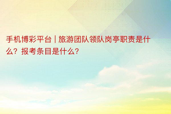 手机博彩平台 | 旅游团队领队岗亭职责是什么？报考条目是什么？